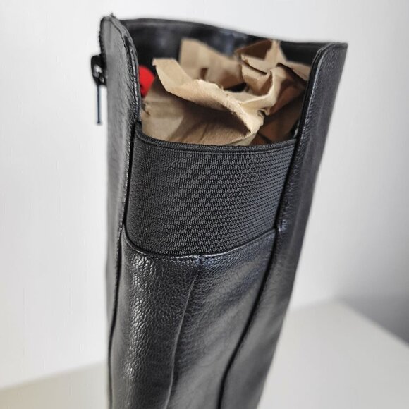 New - Nine West Black Riding Knee High Leather Long Black Boots Womens Size 6 - Picture 16 of 16